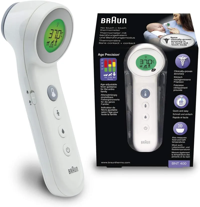 Braun No Touch & Touch Thermometer with Age Precision BNT400EE