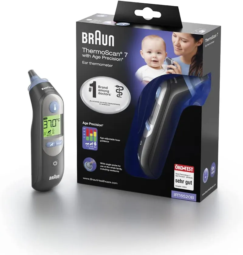 Braun ThermoScan 7 Ear Thermometer with Age Precision Black Edition