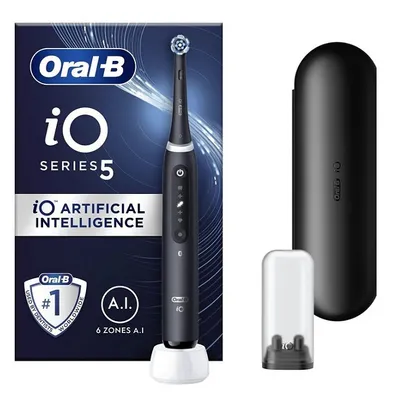 Oral-B iO Series 5 Electric Toothbrush, Toothbrush Head & Travel Case, Black