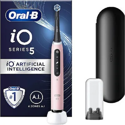 Oral-B iO Series 5 Electric Toothbrush, Toothbrush Head & Travel Case, Pink